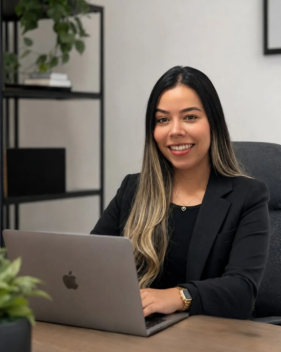 Tatiana Ramírez working at her computer