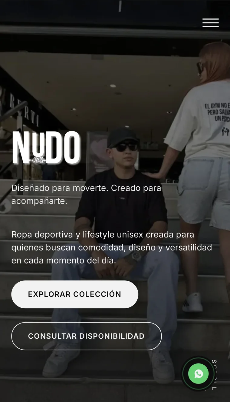 Sitio web de NUDO en versión móvil